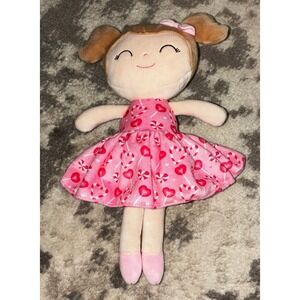 Gloveleya Ragdoll Pink Dress Light Brown Hair 10"